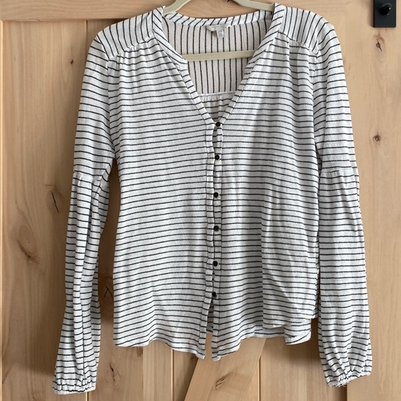 LUCKY BRAND bubble sleeve gauzy button down too CUTE! (MED) - Picture 1 of 13